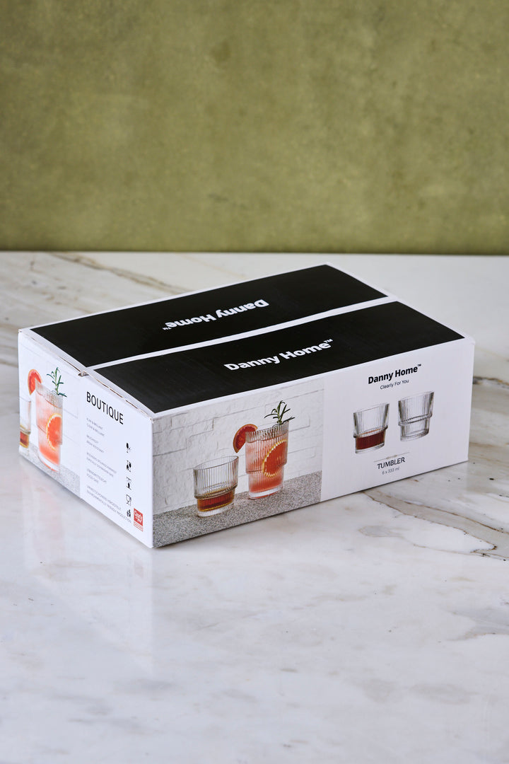 VASO STRIPES CLEAR 330ML x 6