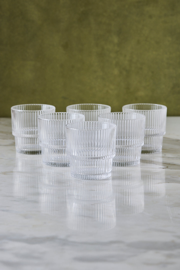 VASO STRIPES CLEAR 330ML x 6