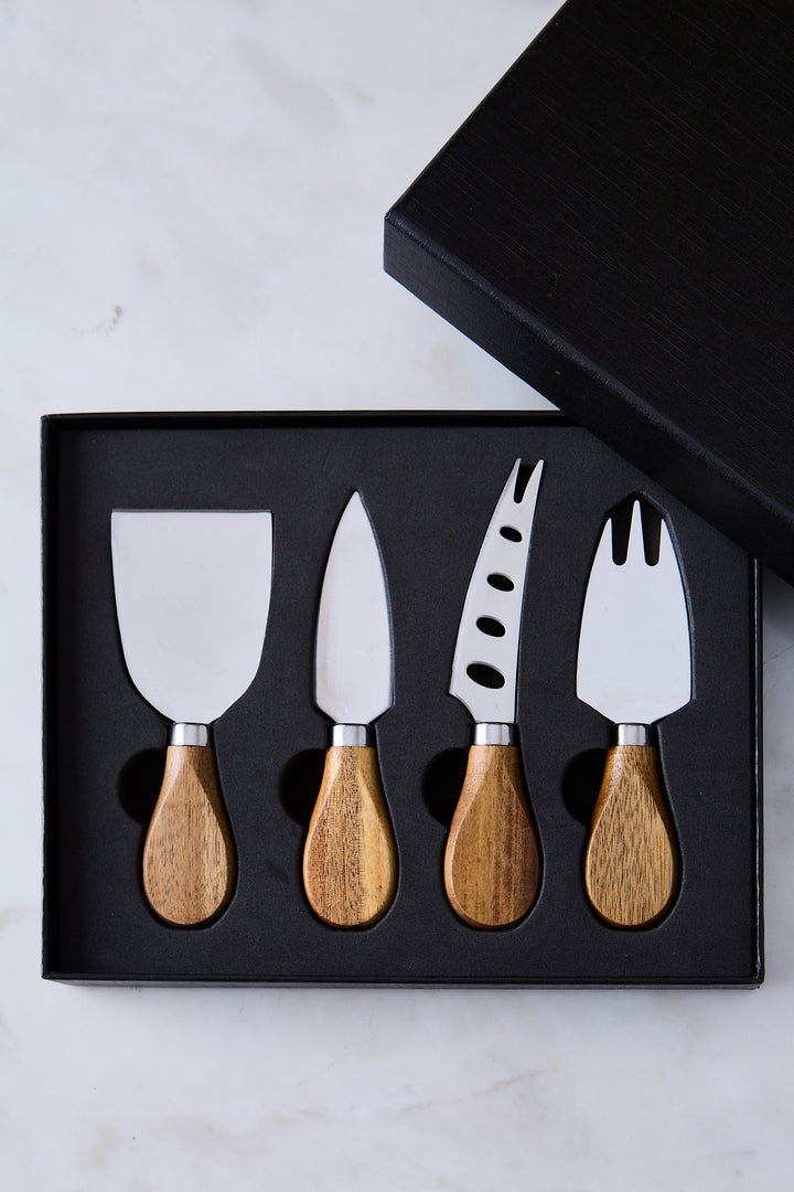 UTENSILIOS PARA QUESO ACERO & WOOD X 4