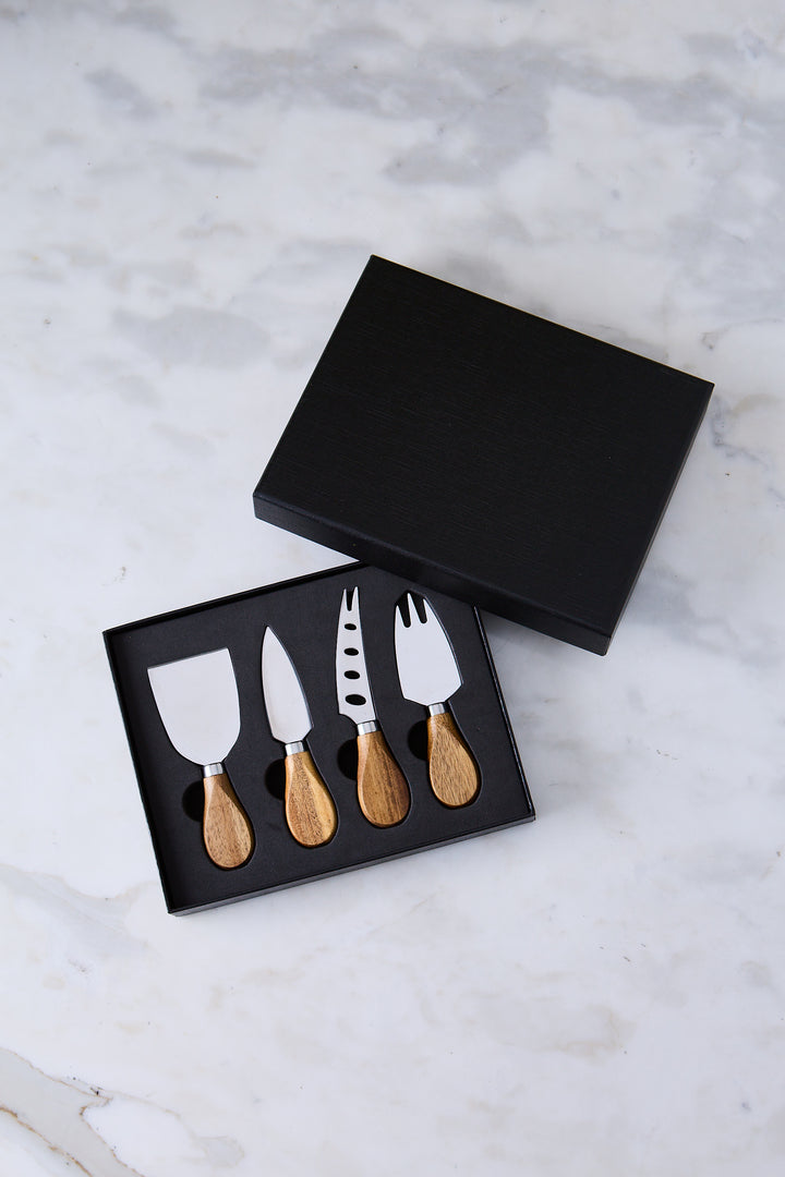 UTENSILIOS PARA QUESO ACERO & WOOD X 4