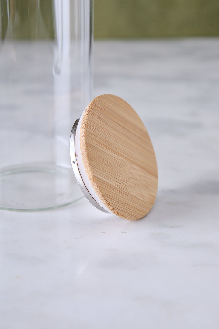 JARRA DE VIDRIO & TAPA BAMBÚ 1 L