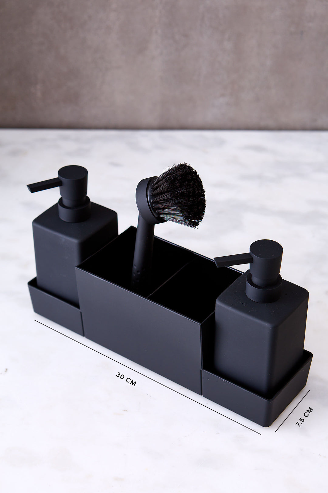 JUEGO DISPENSER DE JABON CON CEPILLO BLACK