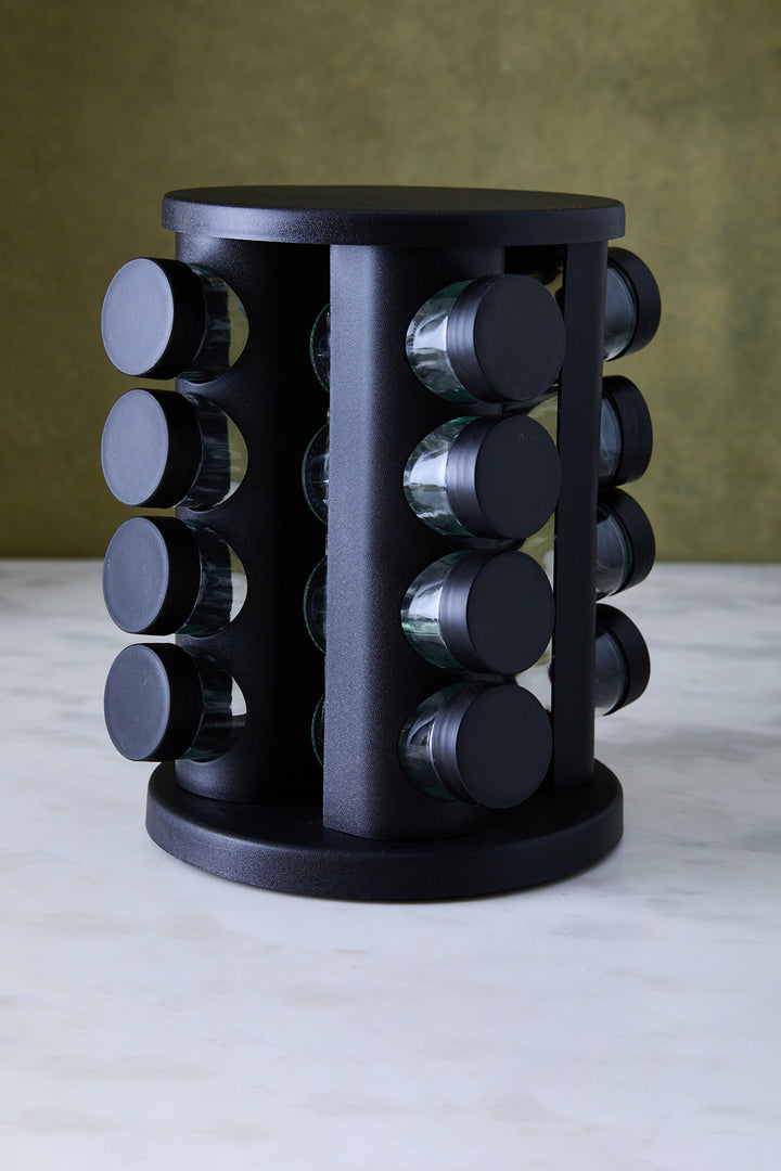 ESPECIERO GIRATORIO ACERO & PVC BLACK x 16