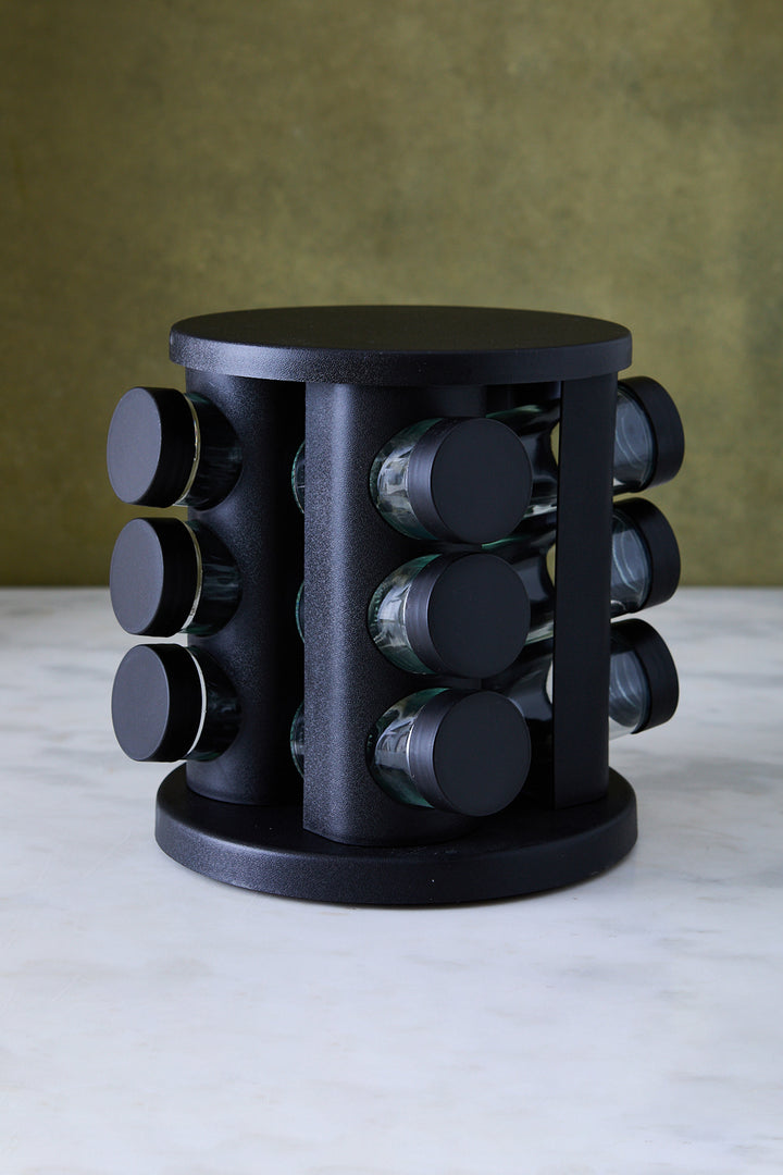 ESPECIERO GIRATORIO ACERO & PVC BLACK x 12