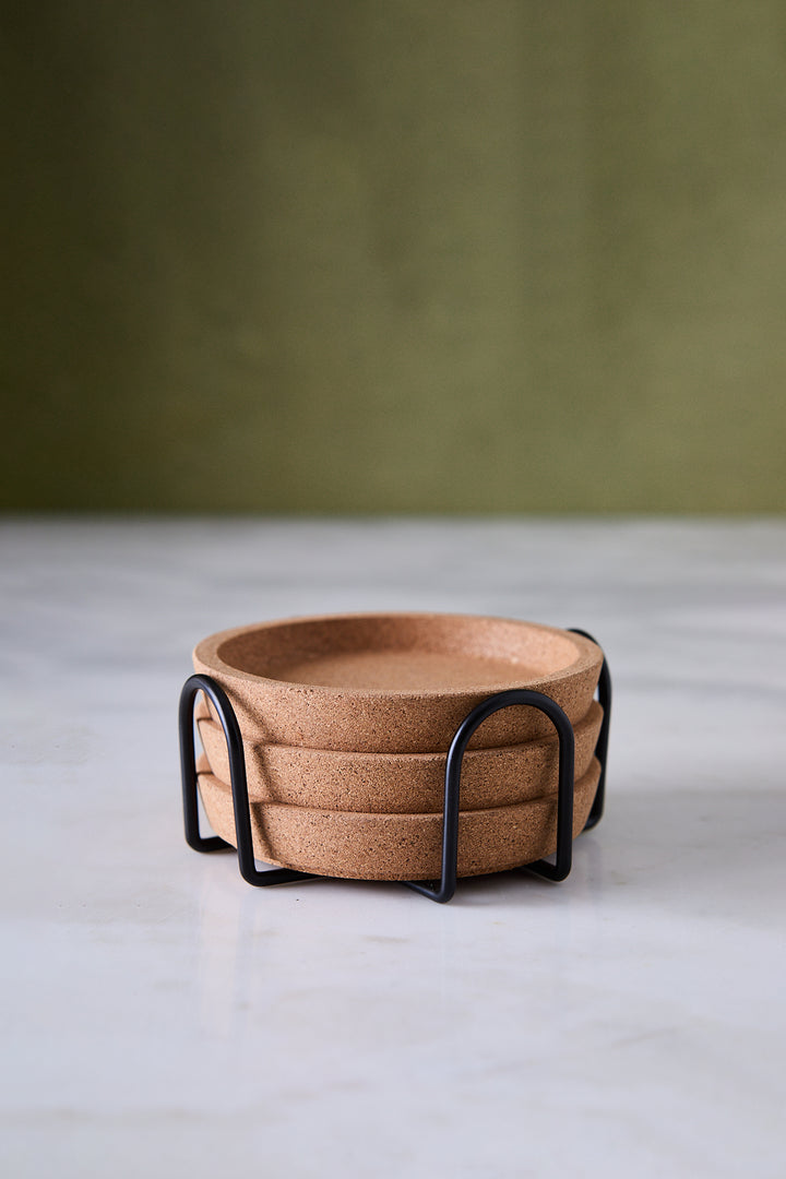 POSAVASOS DE CORCHO & SOPORTE DE HIERRO 10CM