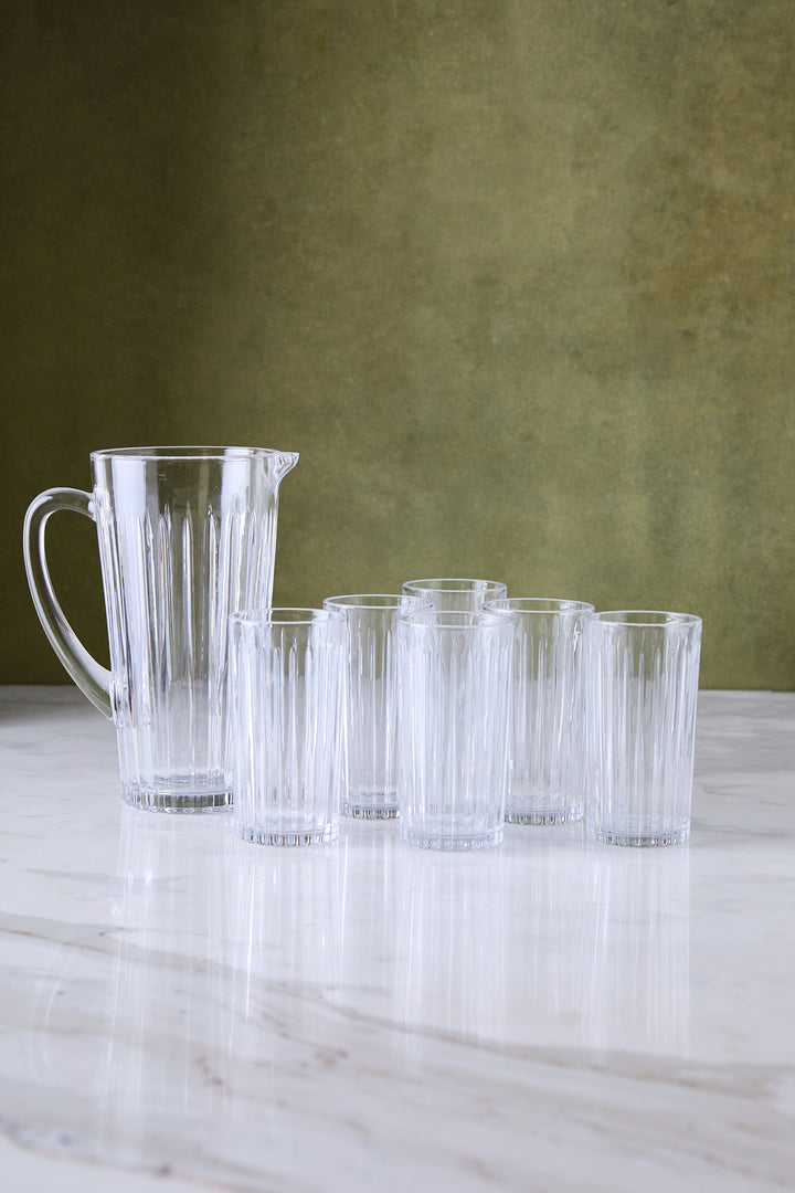 JUEGO JARRA + 6 VASOS DE VIDRIO DAILY