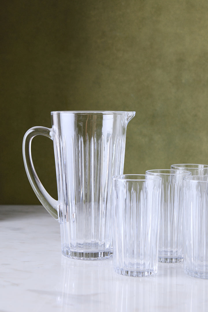 JUEGO JARRA + 6 VASOS DE VIDRIO DAILY