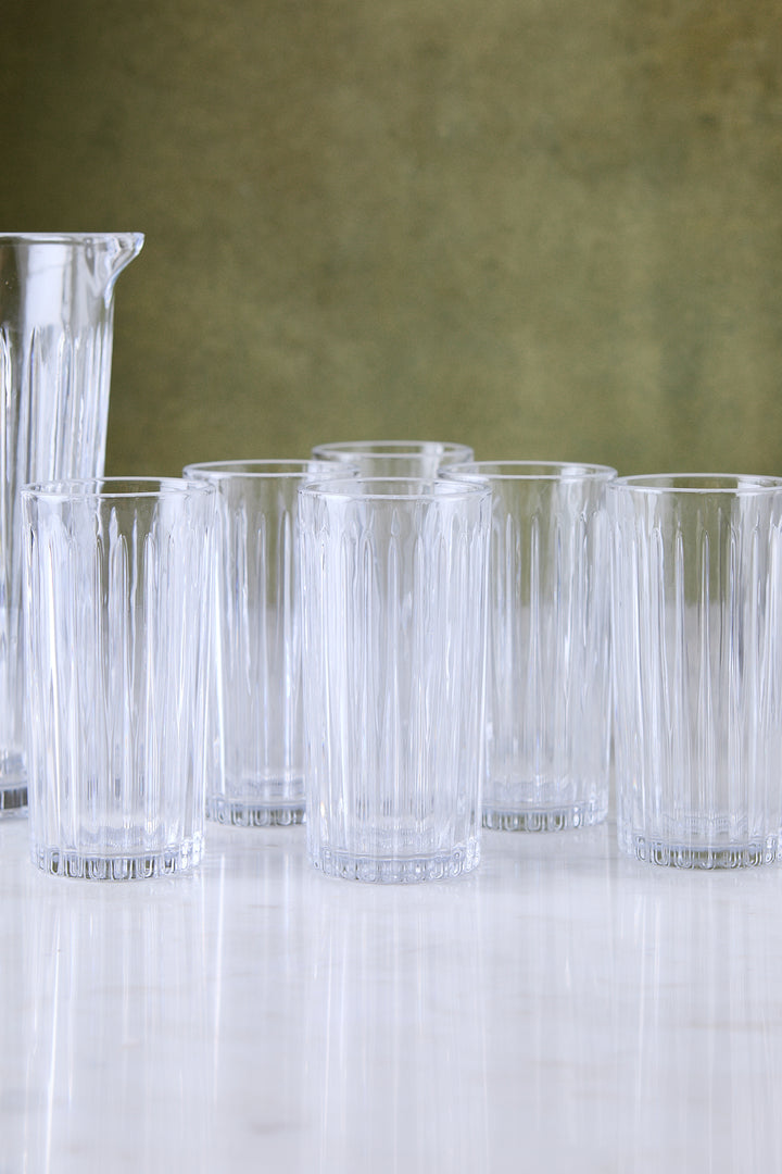 JUEGO JARRA + 6 VASOS DE VIDRIO DAILY