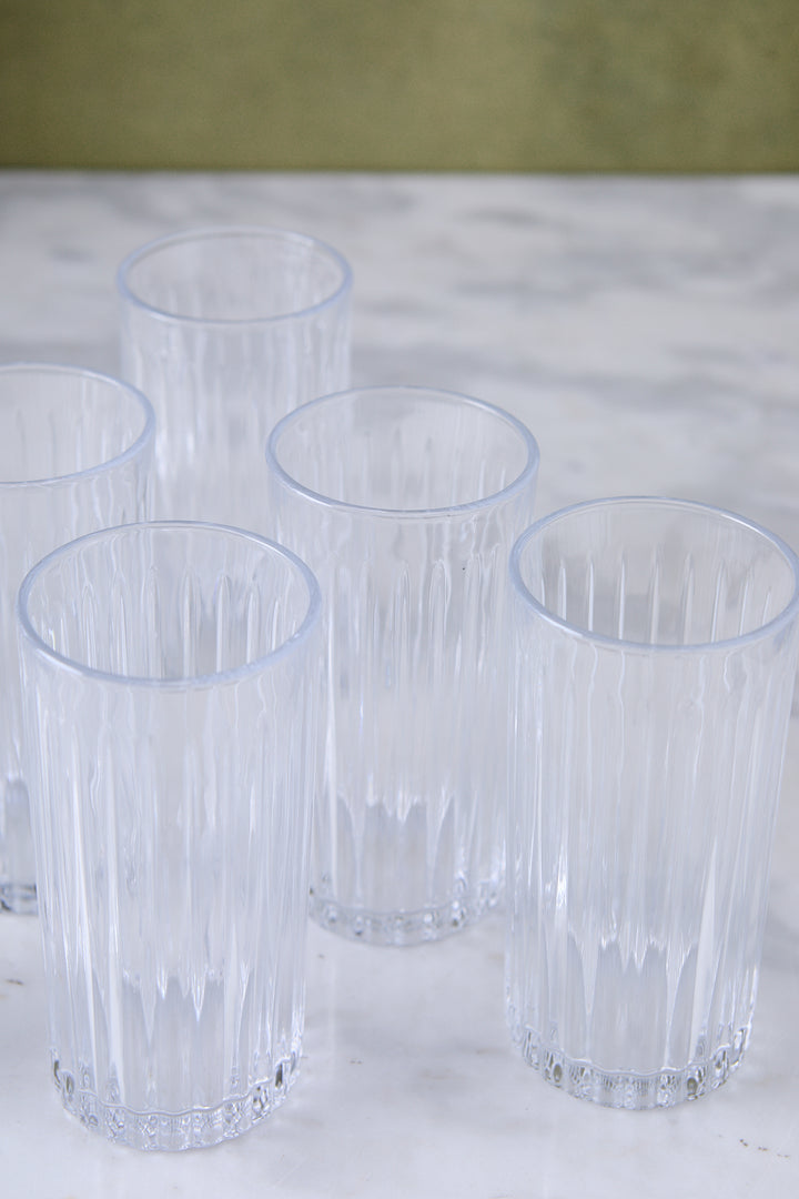 JUEGO JARRA + 6 VASOS DE VIDRIO DAILY