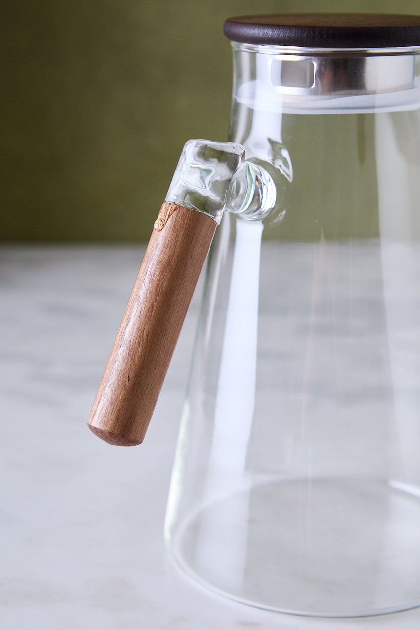 JARRA CÓNICA DE VIDRIO & TAPA DE ACACIA 1.8L