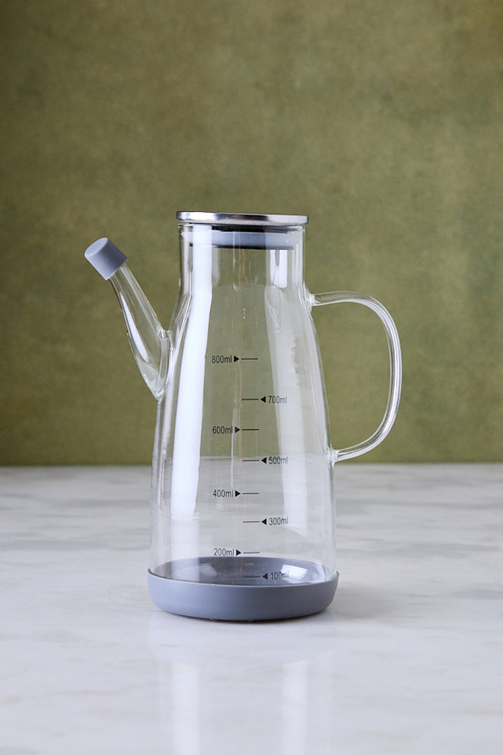 ACEITERA DE VIDRIO MEDIDORA TAPA DE ACERO 800ML