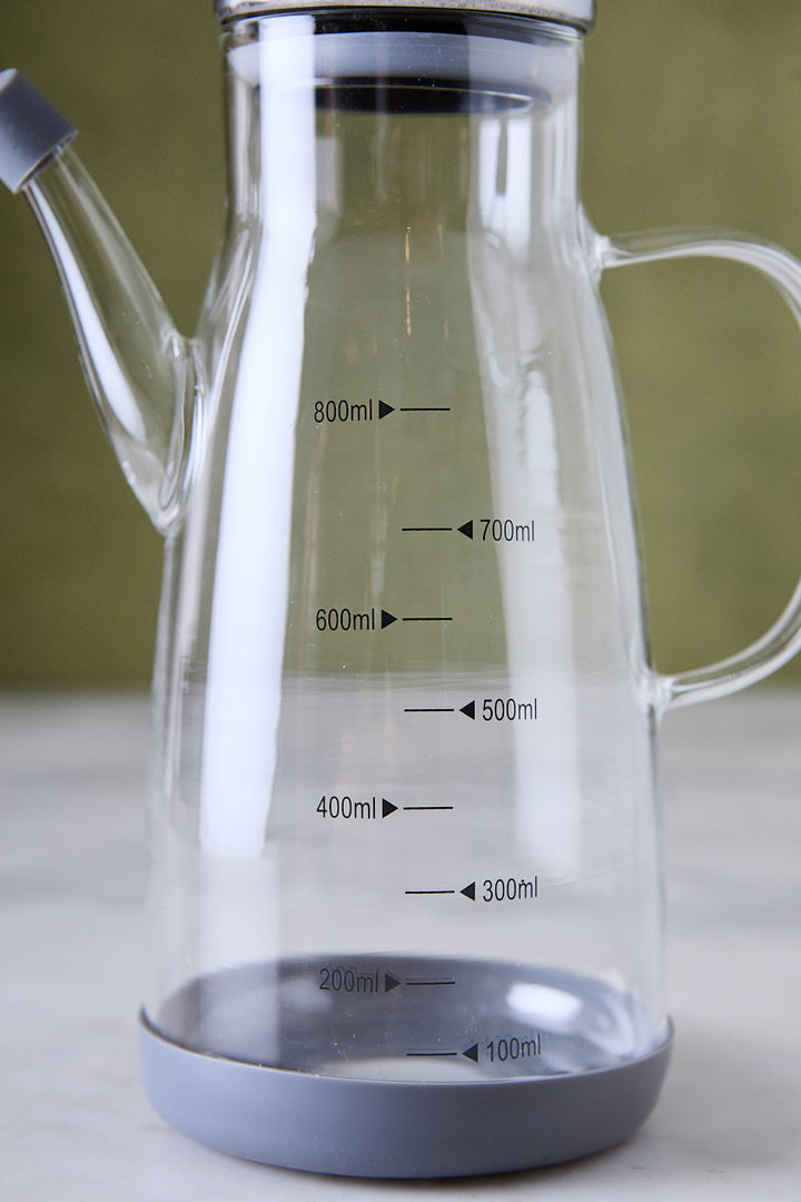 ACEITERA DE VIDRIO MEDIDORA TAPA DE ACERO 800ML