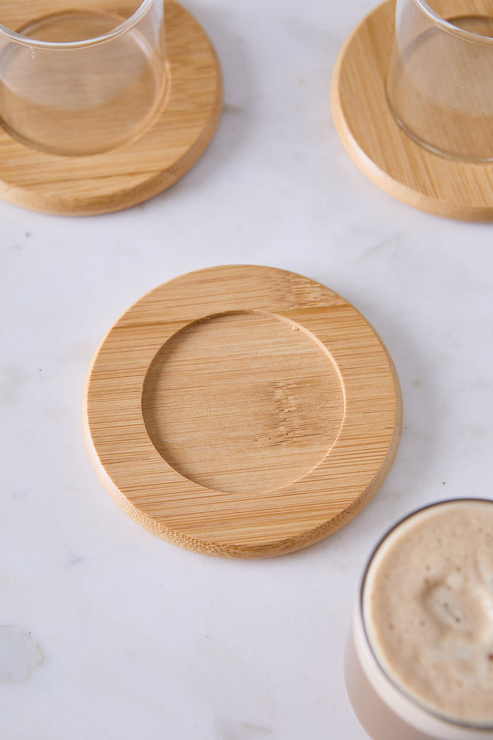 POCILLOS CON PLATO BAMBÚ MOKA 125ML X 6