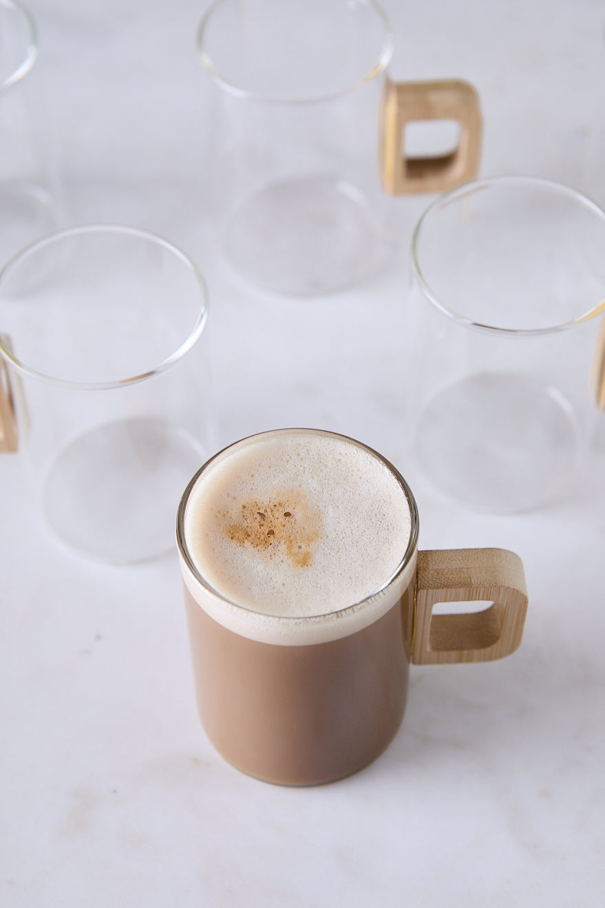 POCILLOS VIDRIO BAMBÚ SIENA 200ML X 6