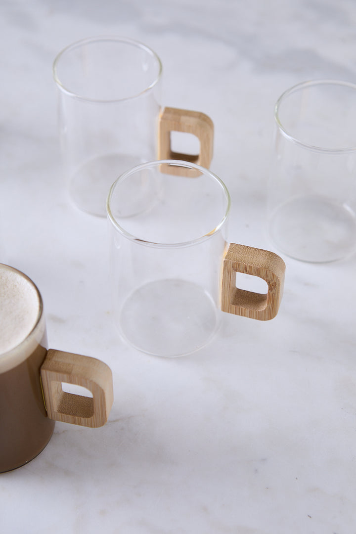 POCILLOS VIDRIO BAMBÚ SIENA 200ML X 6
