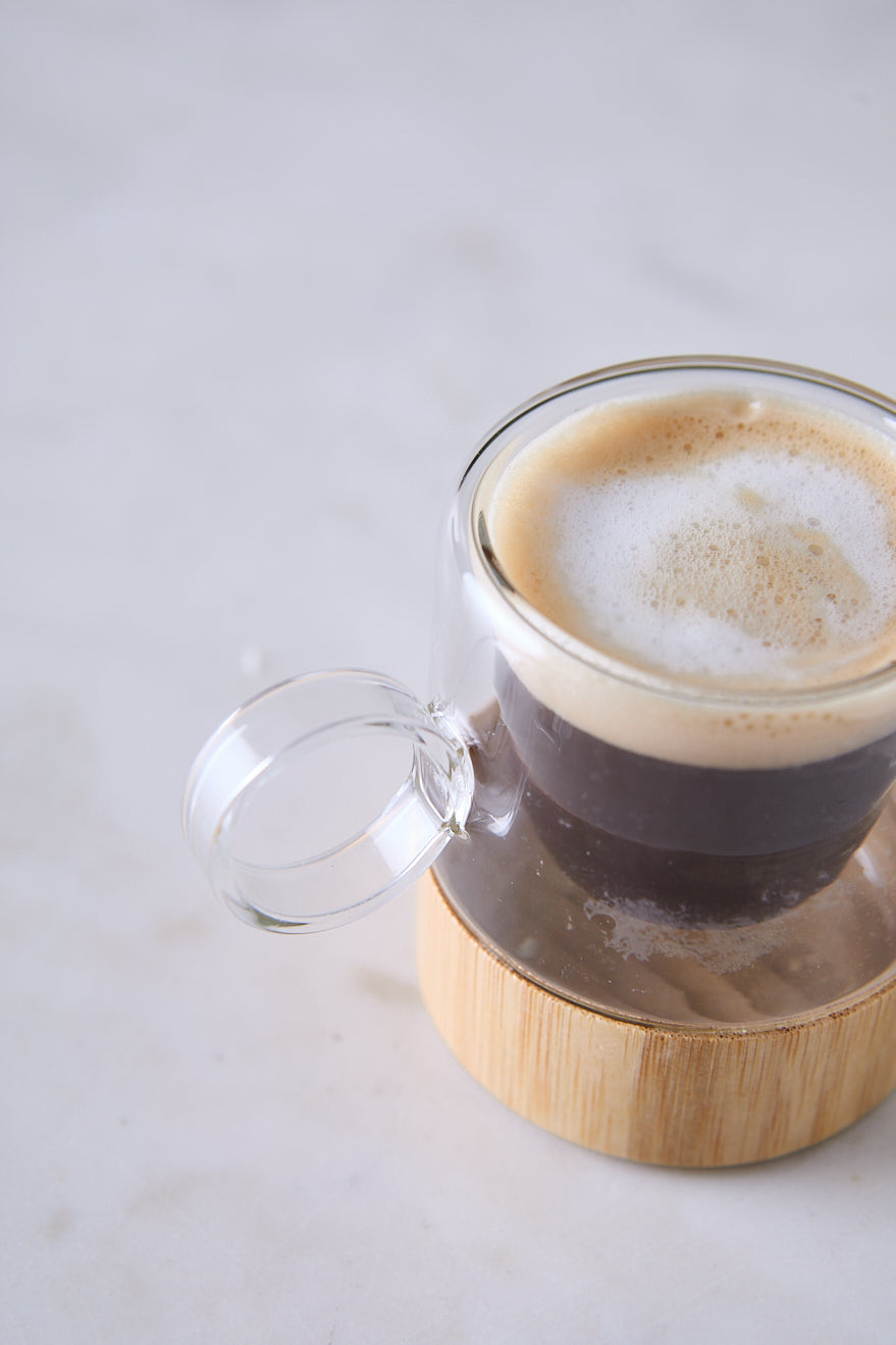 POCILLO BASE BAMBU DOBLE VIDRIO BIANCA 70ML