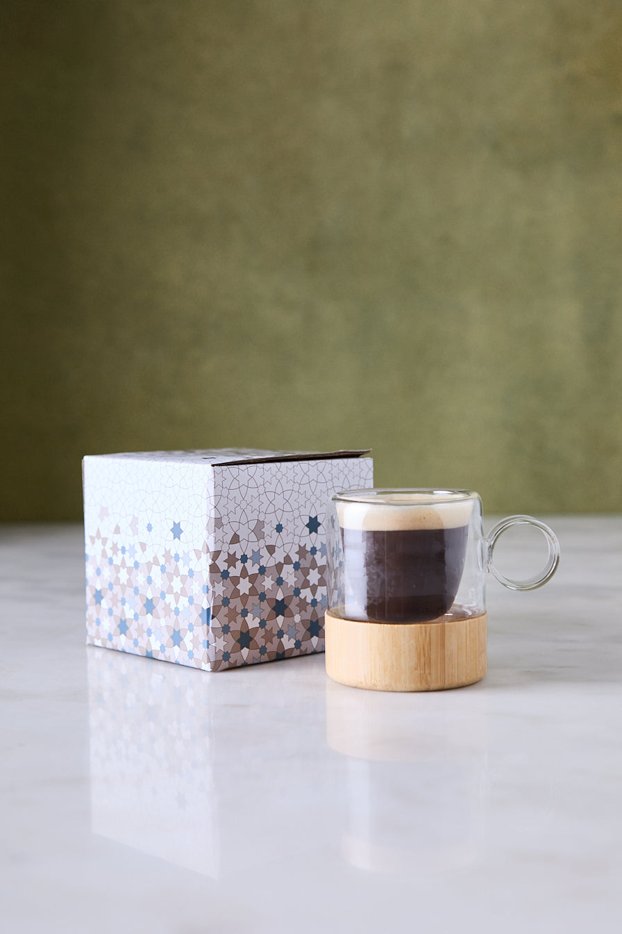 POCILLO BASE BAMBU DOBLE VIDRIO BIANCA 70ML