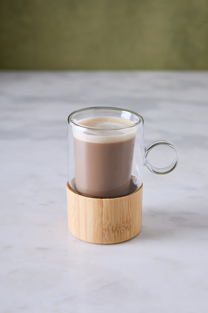 POCILLO BASE BAMBU DOBLE VIDRIO BIANCA 110ML