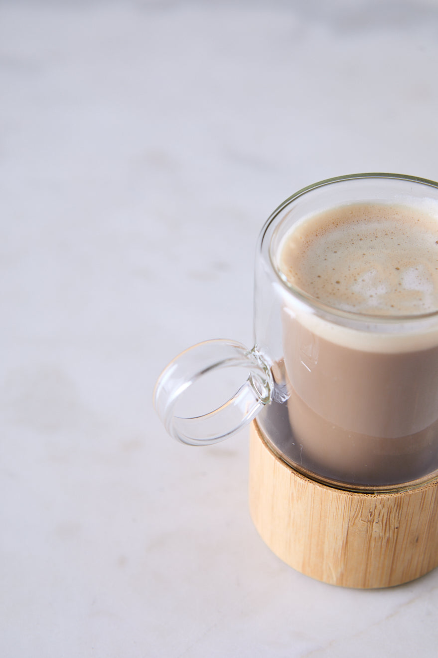 POCILLO BASE BAMBU DOBLE VIDRIO BIANCA 110ML