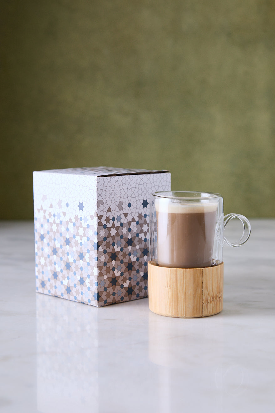 POCILLO BASE BAMBU DOBLE VIDRIO BIANCA 110ML