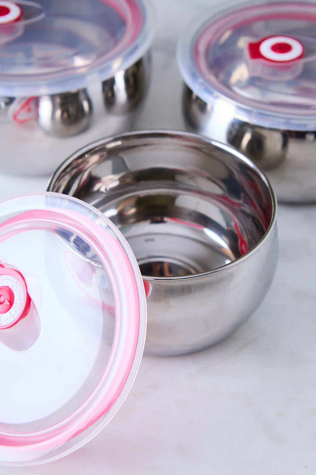 BOWL ACERO TAPA DE PCV CIERRE HERMÉTICO x 3