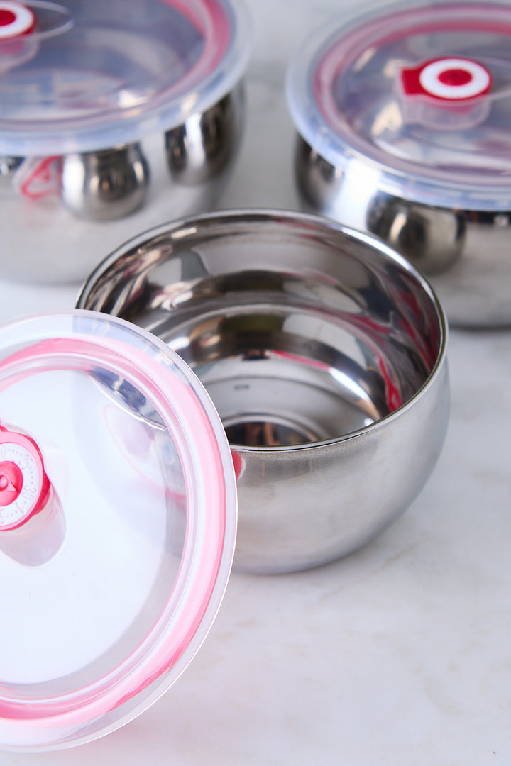 BOWL ACERO TAPA DE PCV CIERRE HERMÉTICO x 3