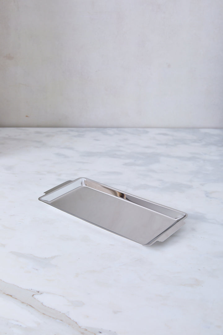 BANDEJA RECTANGULAR ACERO ESPEJADO 32CM