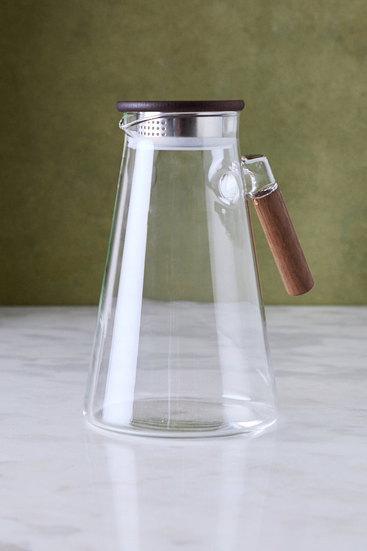 JARRA CÓNICA DE VIDRIO & TAPA DE ACACIA 1.8L