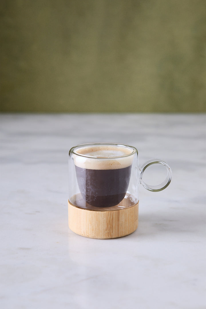 POCILLO BASE BAMBU DOBLE VIDRIO BIANCA 70ML