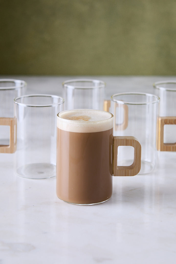 POCILLOS VIDRIO BAMBÚ SIENA 200ML X 6