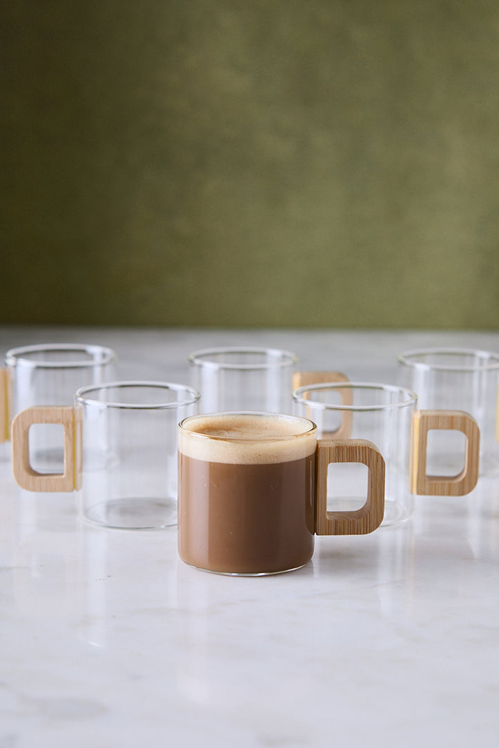 POCILLOS VIDRIO BAMBÚ SIENA 130ML X 6