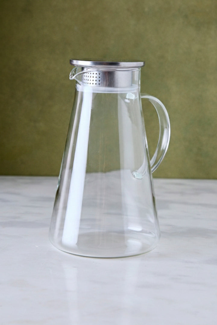 JARRA CONICA DE VIDRIO TAPA DE ACERO 1.8 L