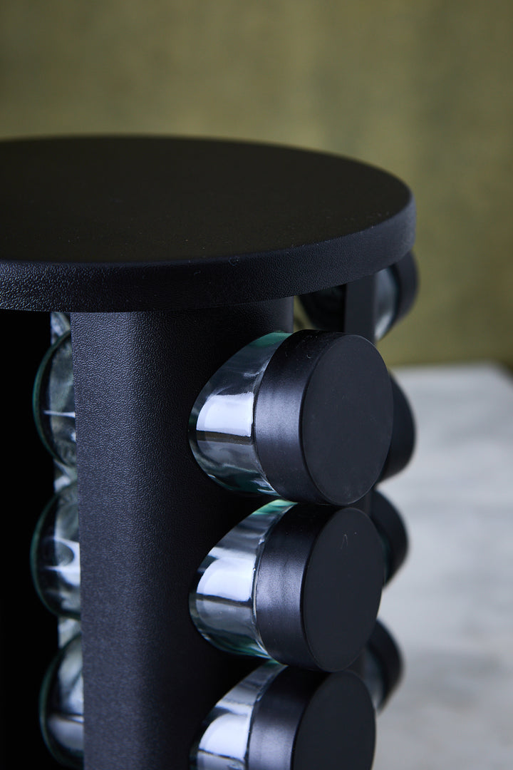 ESPECIERO GIRATORIO ACERO & PVC BLACK x 16