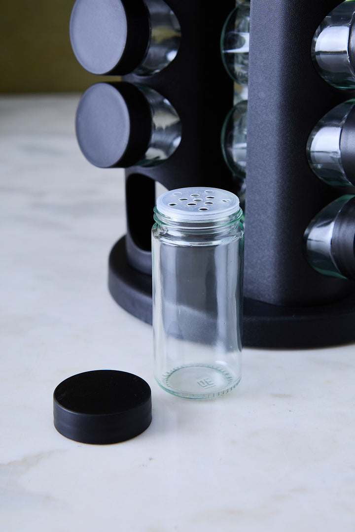 ESPECIERO GIRATORIO ACERO & PVC BLACK x 16