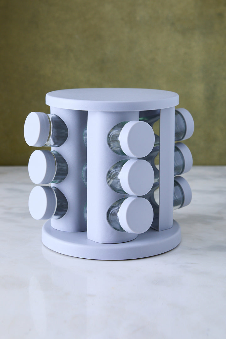 ESPECIERO GIRATORIO ACERO & PVC LIGHT GRAY x 12