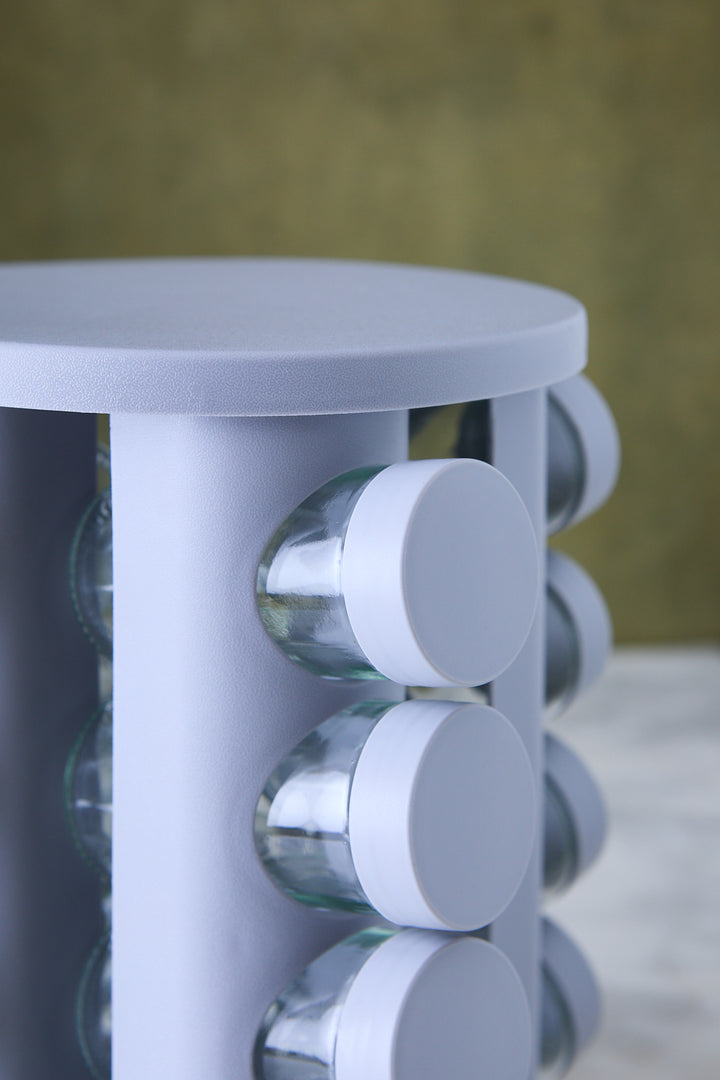 ESPECIERO GIRATORIO ACERO & PVC LIGHT GRAY x 16