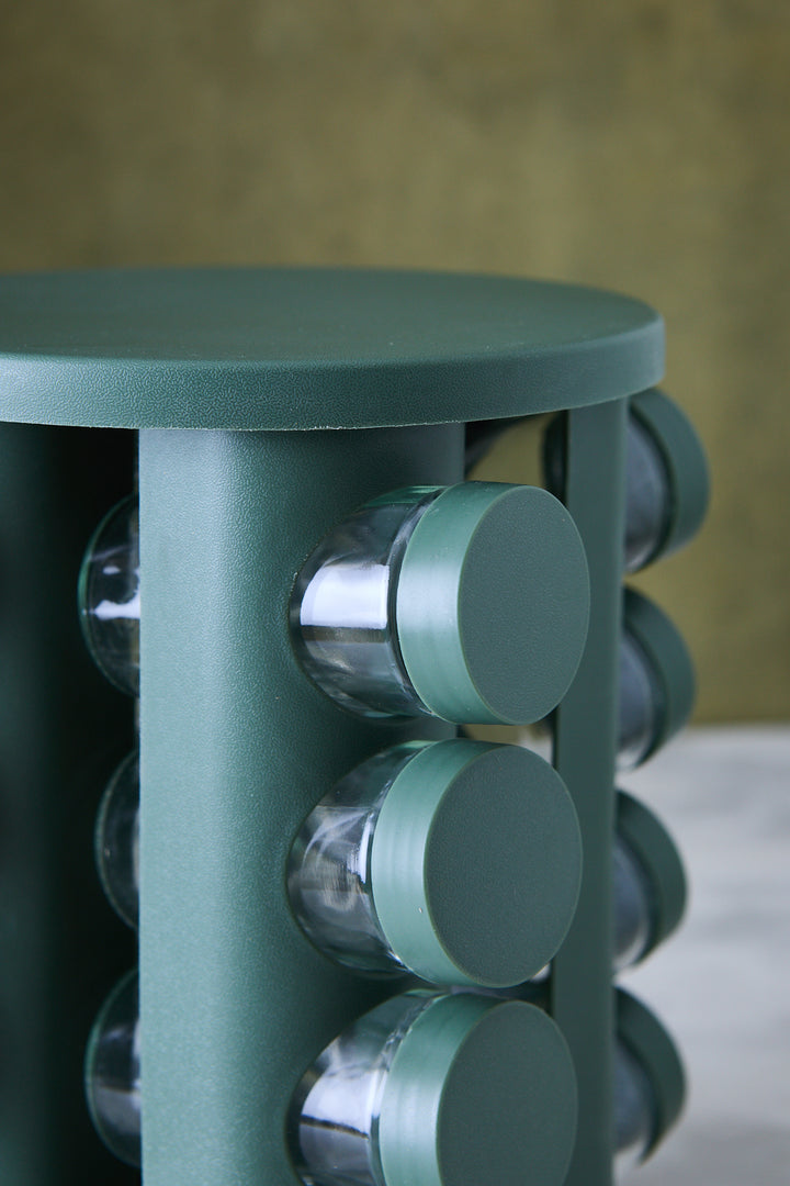 ESPECIERO GIRATORIO ACERO & PVC GREEN x 12