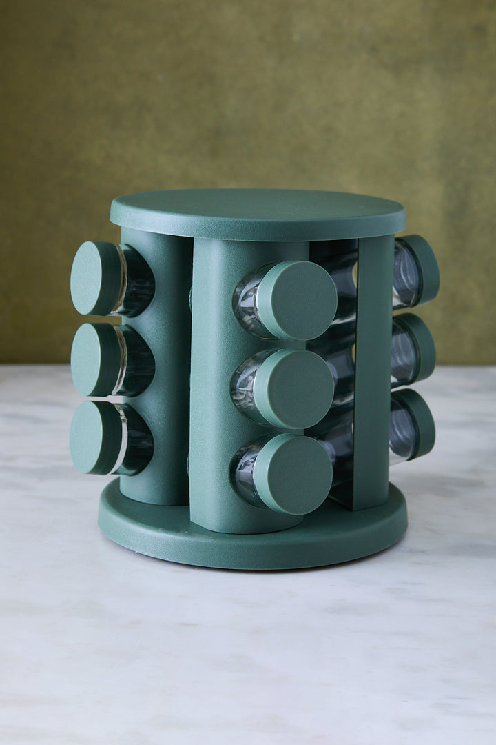 ESPECIERO GIRATORIO ACERO & PVC GREEN x 12