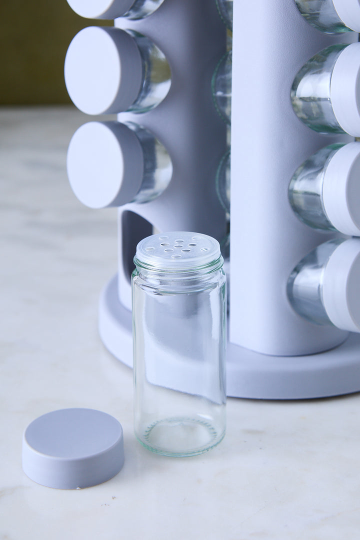 ESPECIERO GIRATORIO ACERO & PVC LIGHT GRAY x 12