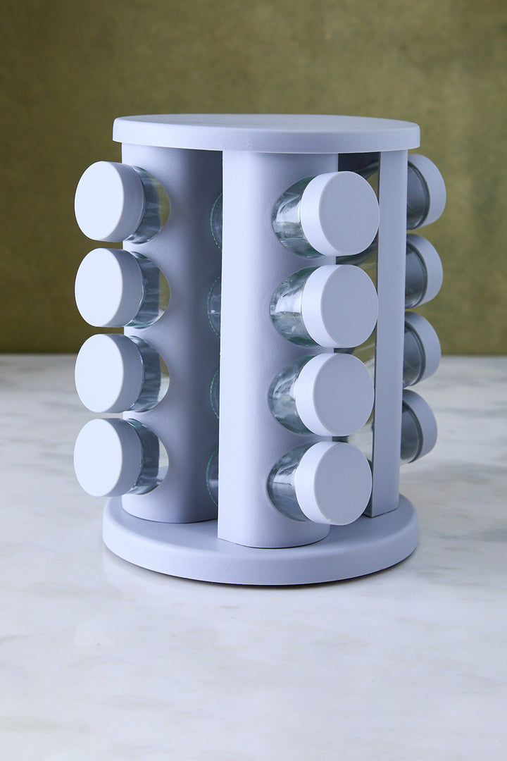 ESPECIERO GIRATORIO ACERO & PVC LIGHT GRAY x 16