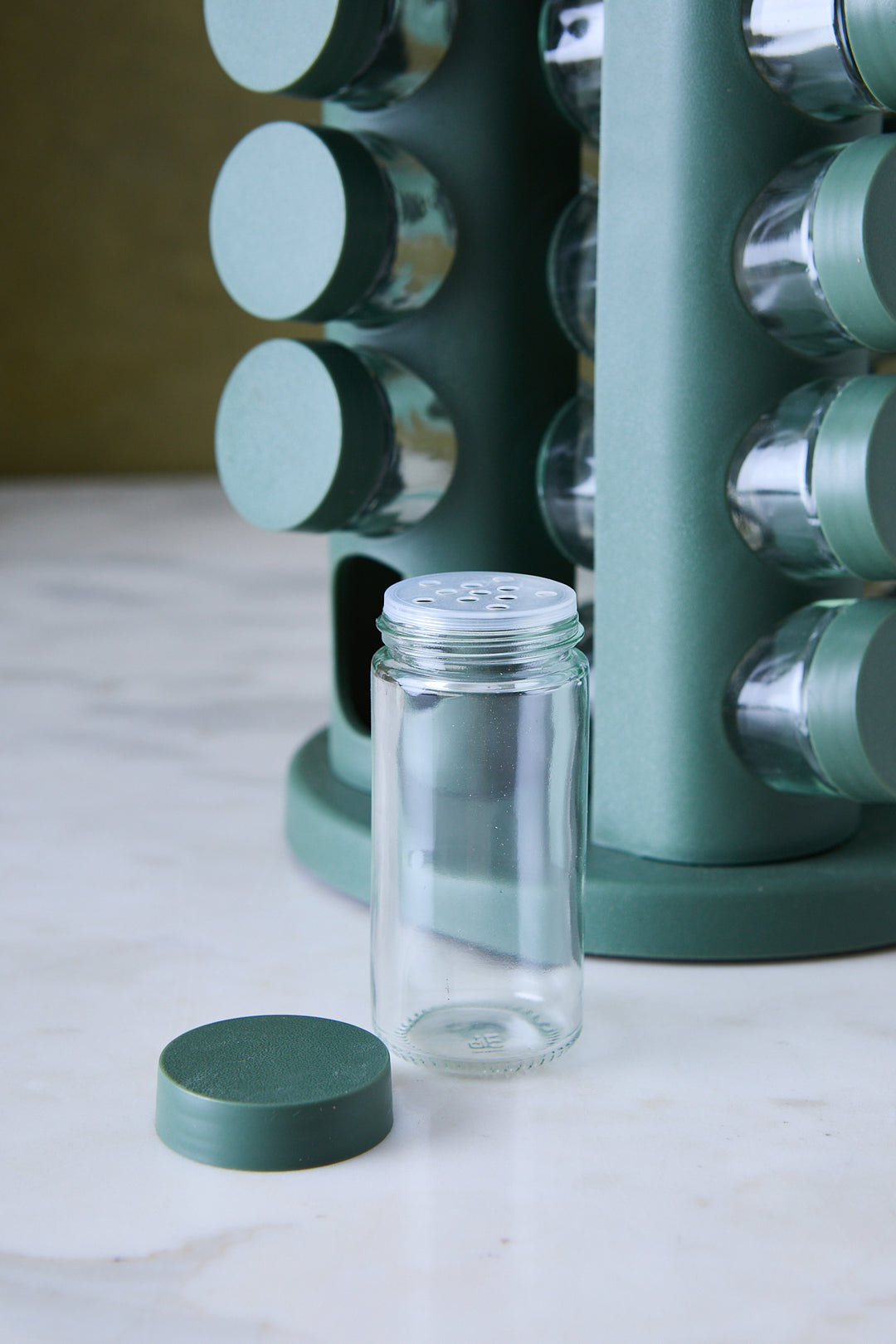 ESPECIERO GIRATORIO ACERO & PVC GREEN x 16