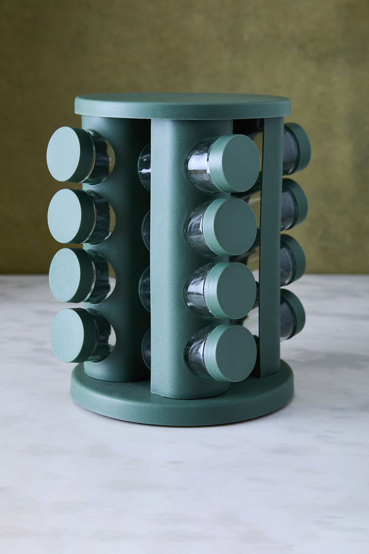 ESPECIERO GIRATORIO ACERO & PVC GREEN x 16