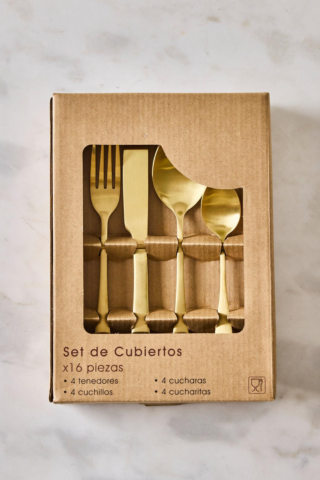 JUEGO DE CUBIERTOS LISBOA GOLD x 16