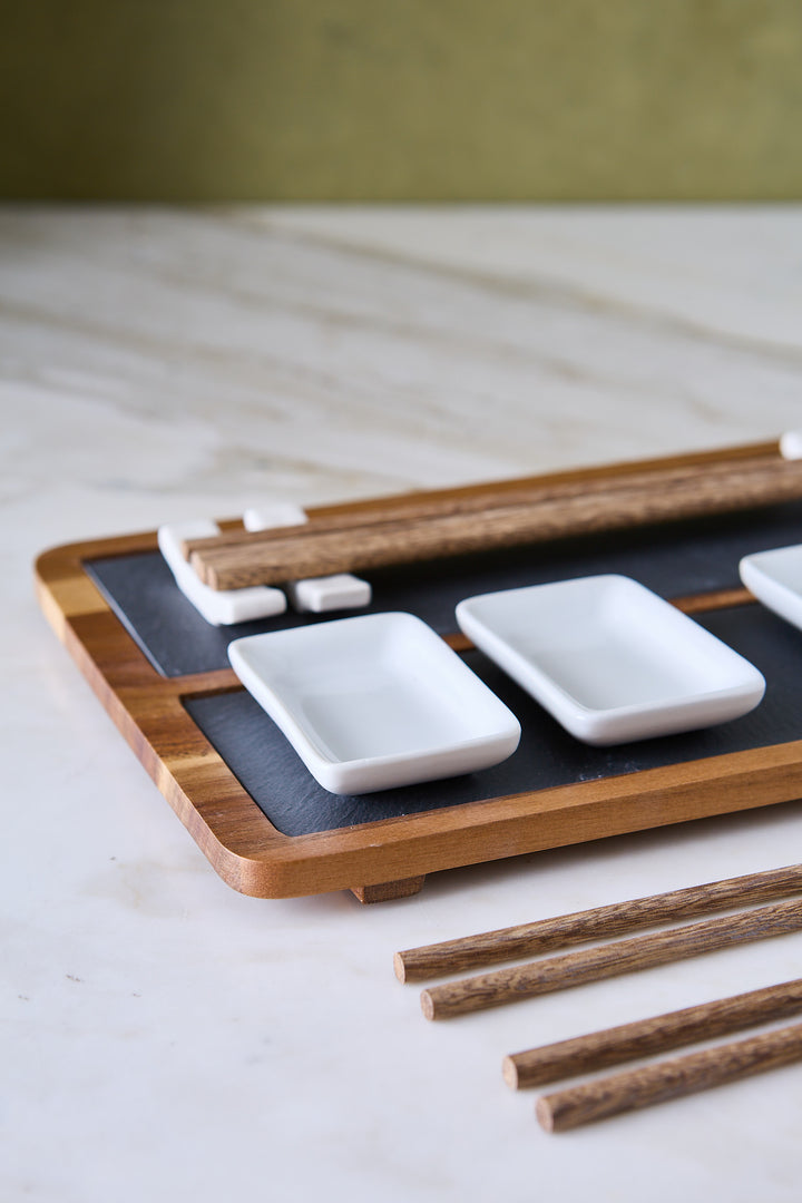 SET DE SUSHI ACACIA & PORCELANA KAZE