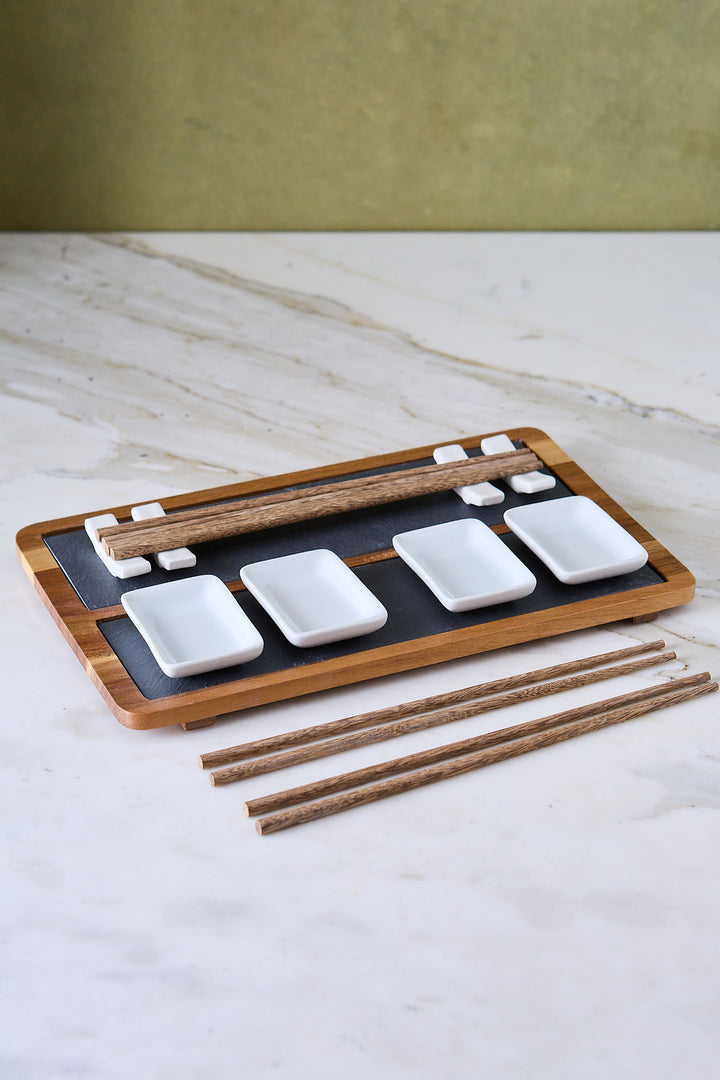 SET DE SUSHI ACACIA & PORCELANA KAZE