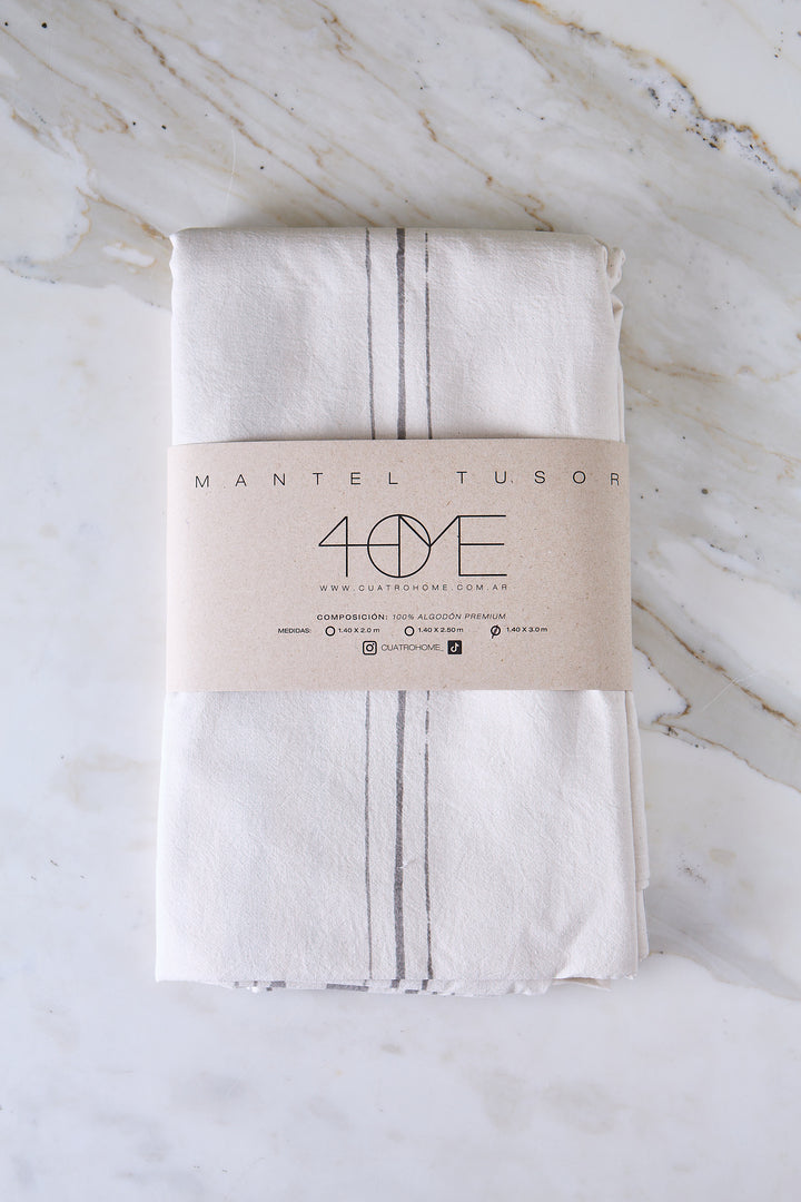MANTEL TUSOR ESTAMPADO RAYAS GRAY 3M