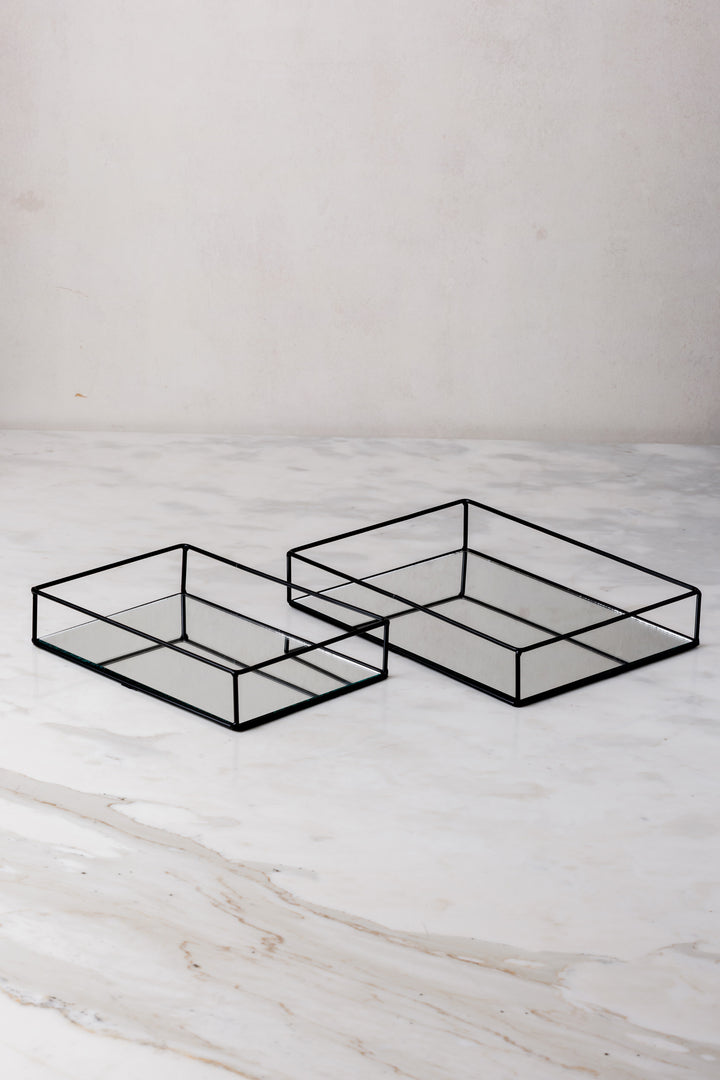 BANDEJA ESPEJO & HIERRO BLACK RECTANGULAR X 2
