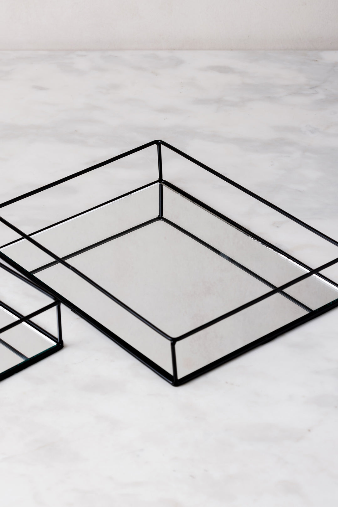 BANDEJA ESPEJO & HIERRO BLACK RECTANGULAR X 2