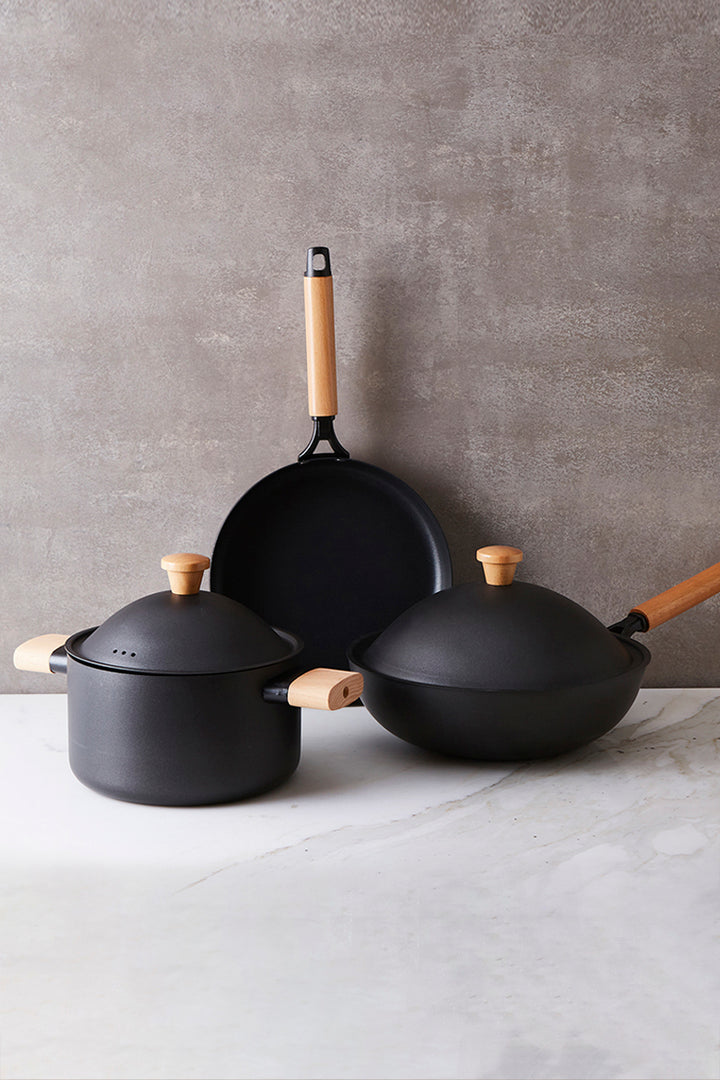 BATERIA DE COCINA BLACK & WOOD x 3