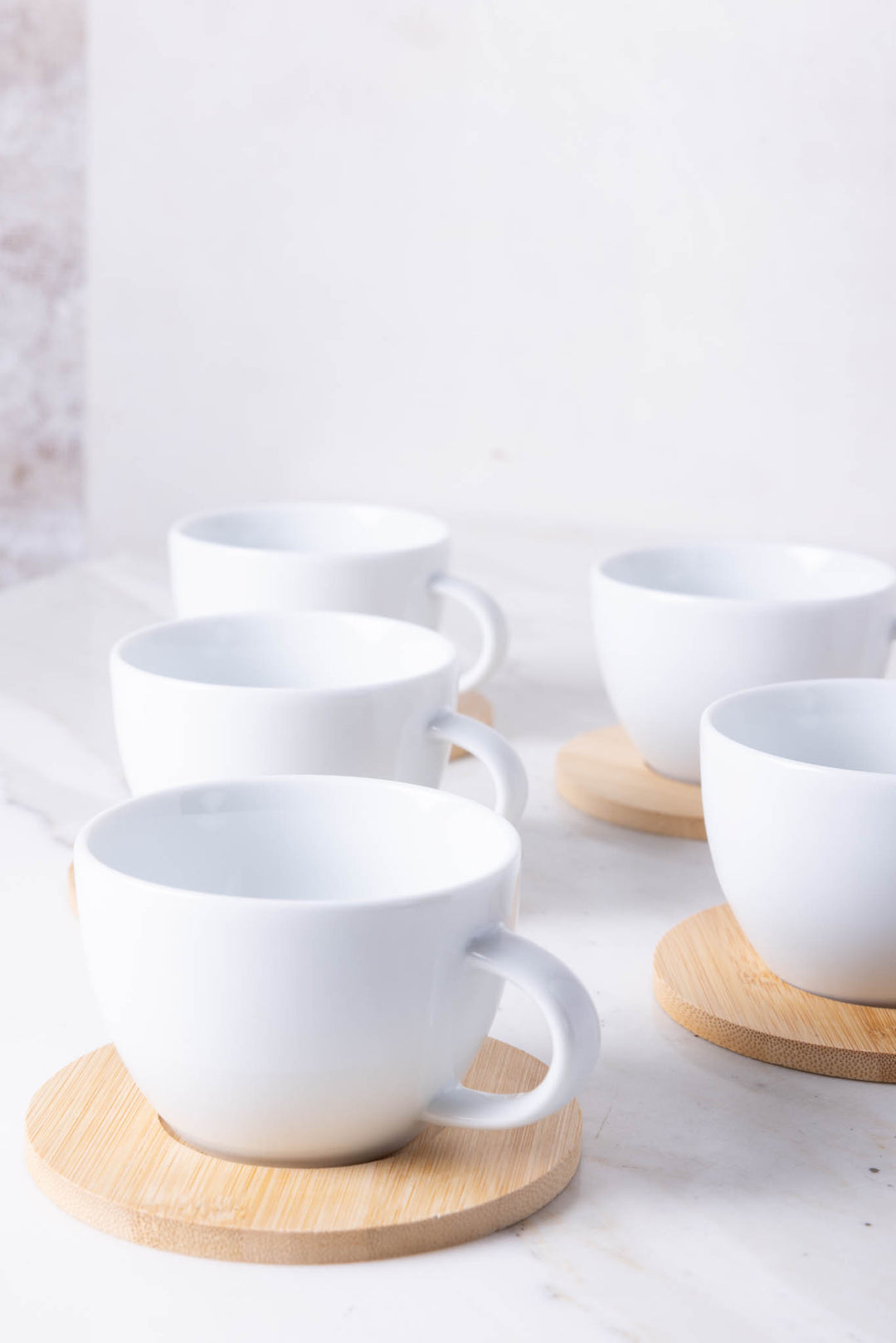 TAZA CON PLATO BAMBÚ SOPHIE WHITE 190 ML x 6